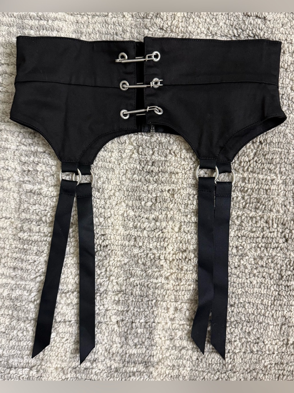 Lychee the Label Black Garter Belt with Metal Hook Hardware